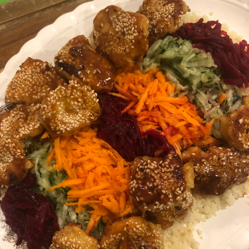 Sesame & Buche de Chevre Fritters with Honey