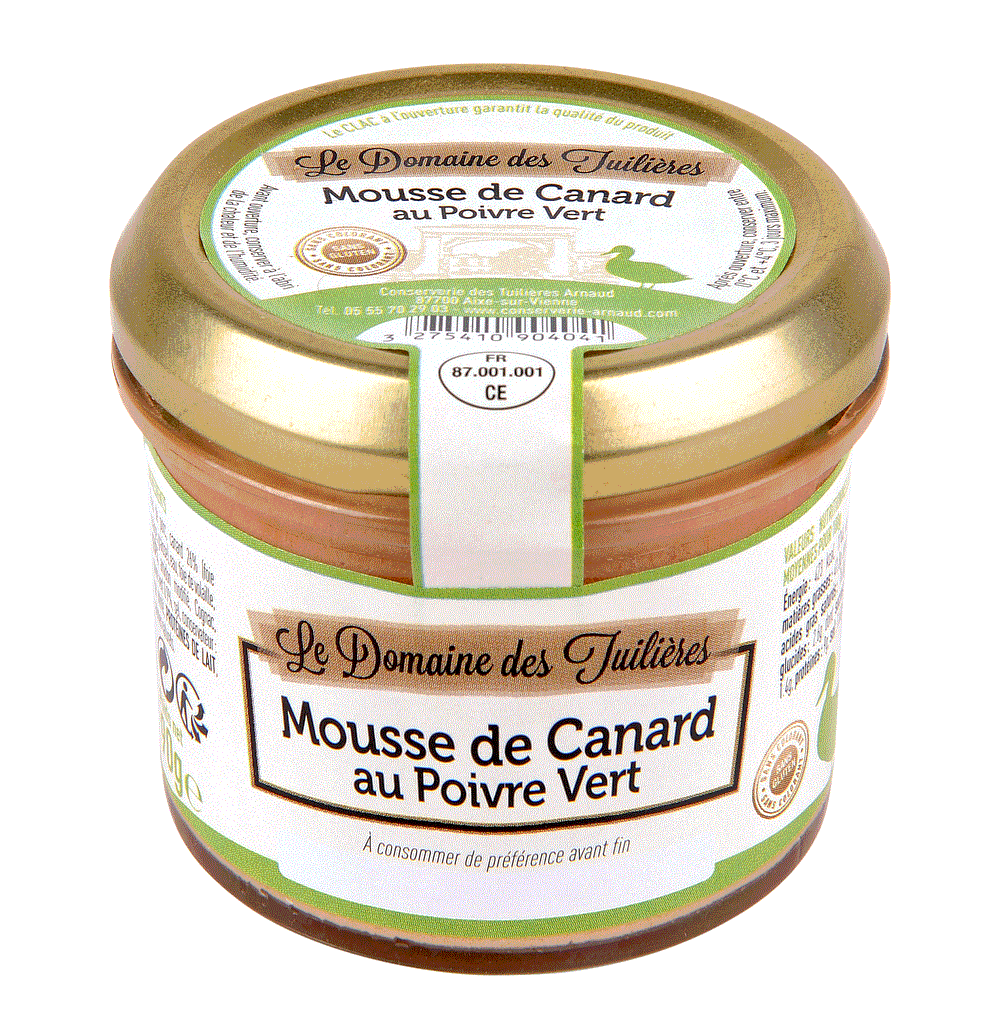 Duck Mousse with Green peppercorn 90g Domaine de Tuilieres